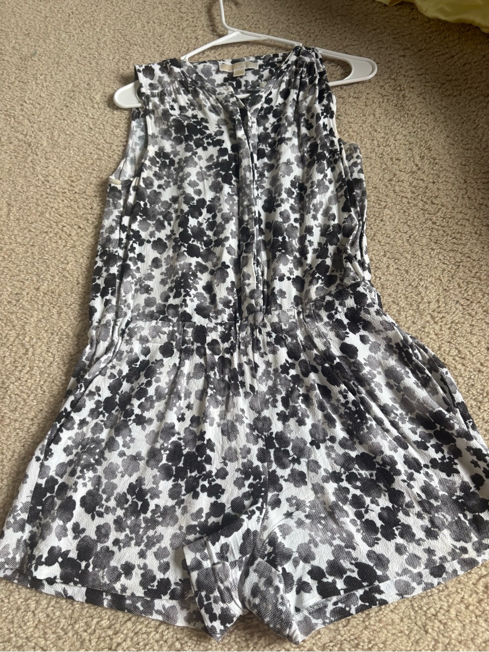 Michael Kors Black & White Floral Sleeveless Romper